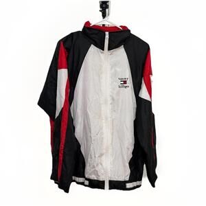 Tommy Hilfiger Vintage Colorblock Windbreaker Jacket Black Red White Size Large